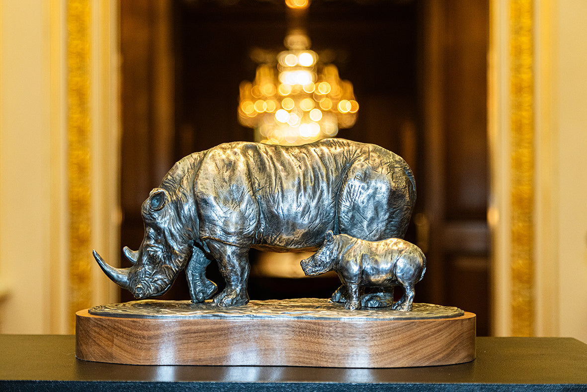Grant Macdonald x Rosamond Lloyd: Silver Rhino Sculpture for Tusk Trust